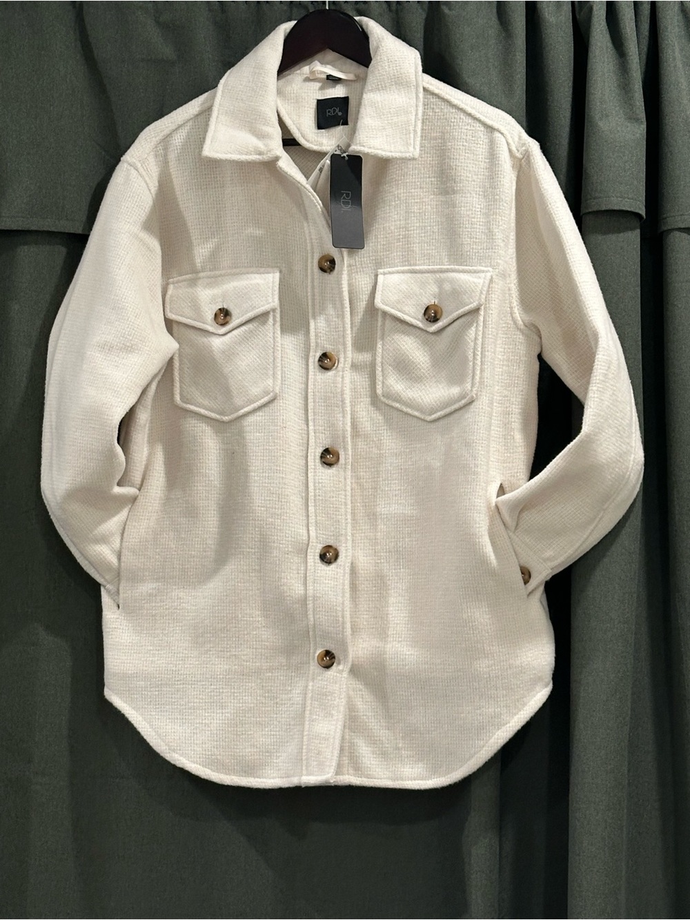 RDI Cream Button-Front Shacket Jacket - Picture 3 of 6